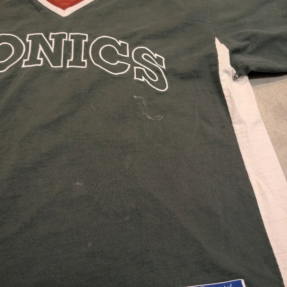 VTG 90s Champion Seattle Sonics Shooting Shirt Mens XL Flaws - Picture 2 of 12
